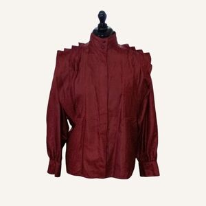 Vintage Women's Rust Color Big Shoulder Blouse Women's Size 10